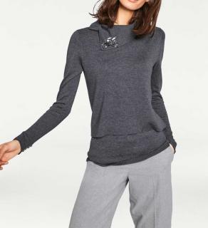 Designer-2-n-1-Pullover grau