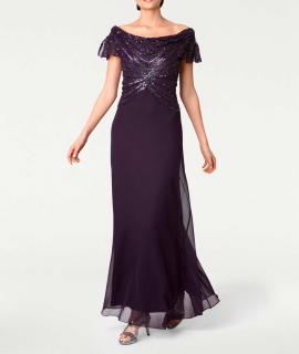 Designer-Abendkleid mit Perlen pflaume