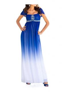 Designer-Abendkleid mit Strass blau