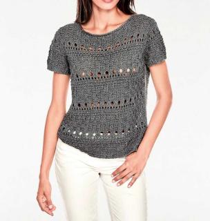 Designer-Ajourpullover grau-silber