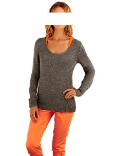 Designer-Bändchengarn-Pullover taupe