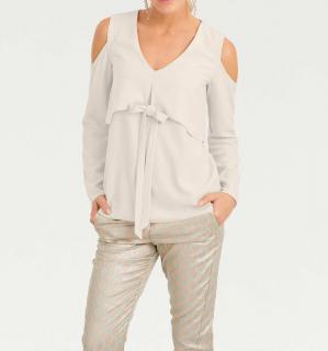 Designer-Bluse mit Cut-Outs offwhite