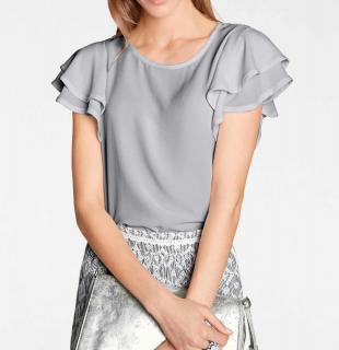 Designer-Bluse mit Volants grau