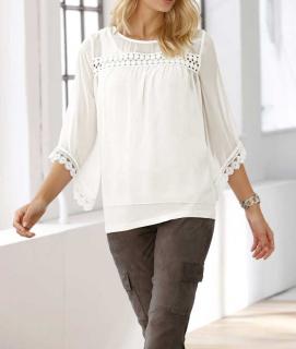 Designer-Bluse mitTop und Spitze champagner