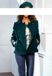 Designer-Bouclé-Jacke petrol Größe 40