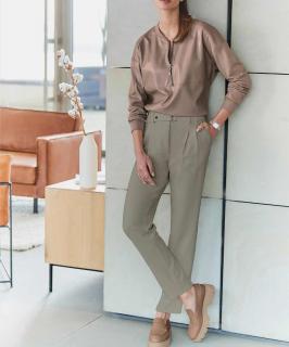 Designer-Bundfaltenhose taupe