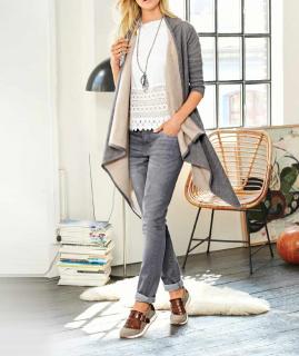 Designer-Cardigan grau-sand