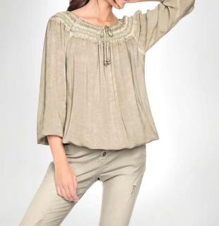 Designer-Carmenbluse taupe