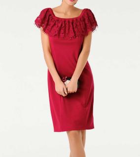 Designer-Carmenkleid mit Spitze rot