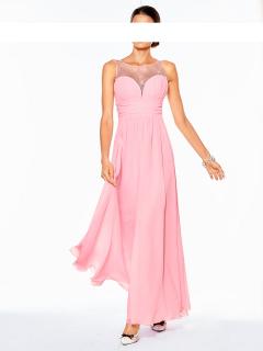 Designer-Chiffon-Abendkleid mit Strass rosa