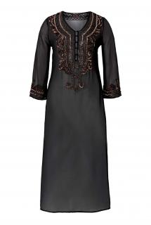 Designer-Chiffon-Tunikakleid schwarz