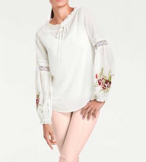 Designer-Chiffonbluse mit Stickerei offwhite