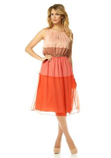 Designer-Chiffonkleid mit Gürtel orange Größe 4