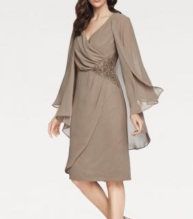 Designer-Cocktailkleid+Bluse taupe