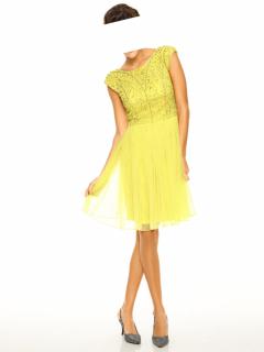 Designer-Cocktailkleid gelb Gr. 40