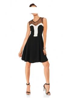 Designer-Cocktailkleid schwarz-ecru