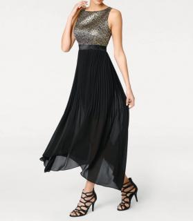 Designer-Cocktailkleid schwarz-gold