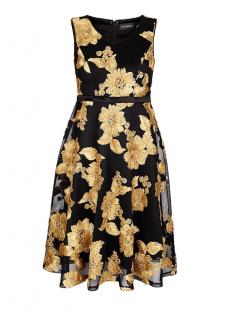 Designer-Cocktailkleid schwarz-gold