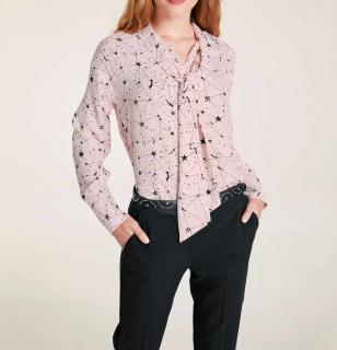 Designer-Druckbluse mit Schluppe rosé