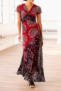 Designer-Druckkleid rot-bunt