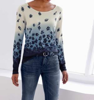 Designer-Druckpullover mitFarbverlauf blau