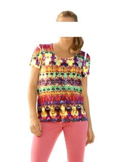 Designer-Druckshirt mit Strass bunt Gr. 34