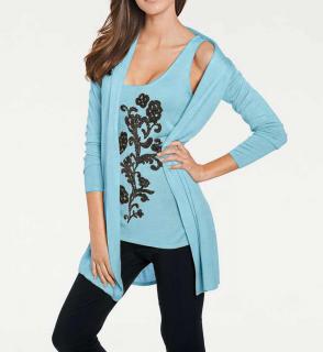 Designer-Feinstrick-Twinset blau