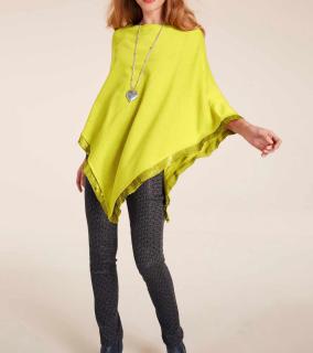 Designer-Feinstrickponcho mit Pailletten limette