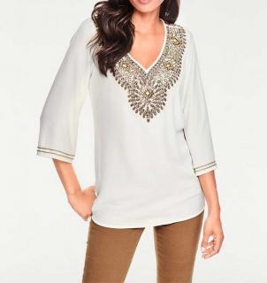 Designer-Georgette-Tunika offwhite