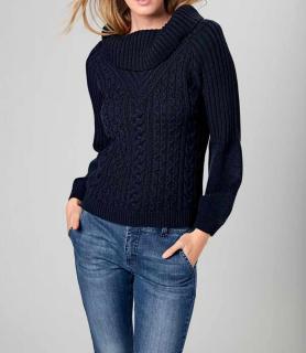 Designer-Grobstrickpullover marine