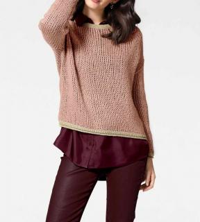 Designer-Grobstrickpullover rosé-goldfarben