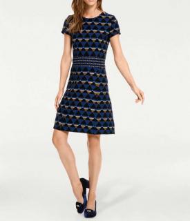 Designer-Jacquardkleid blau-bunt