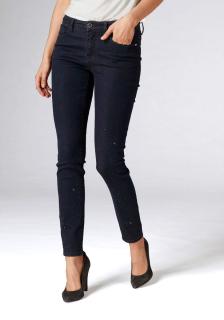 Designer-Jeans mit Strasssteinen dunkelblau