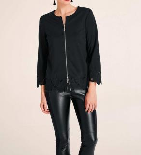 Designer-Jerseyblazer mit Spitze schwarz