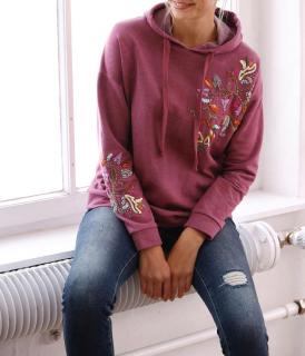 Designer-Kapuzensweatshirt mitPerlen beere