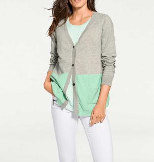 Designer-Kaschmir-Cardigan grau-mint