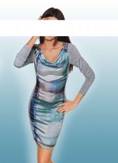 Designer-Kleid grau-jade Gr. 36