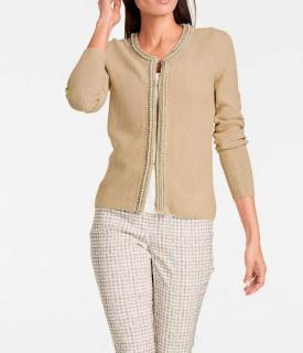 Designer-Kurzstrickjacke mit Strass sand