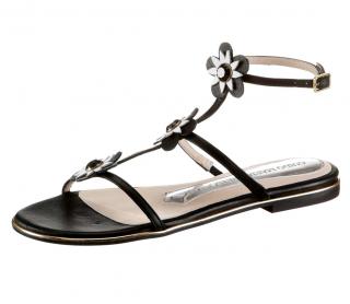 Designer-Leder-Sandalette schwarz