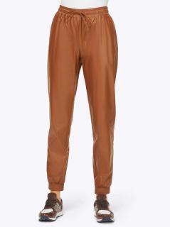 Designer-Lederimitat-Hose cognac