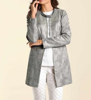 Designer-Lederimitat-Jacke grau-used