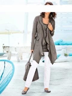 Designer-Leinen-Volantblazer grau