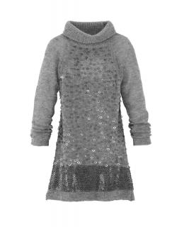 Designer-Longpullover mit Pailletten grau