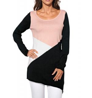 Designer-Longpullover rosa-schwarz