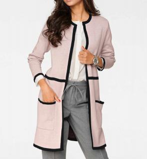 Designer-Longstrickjacke rosé Gr. 38