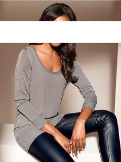 Designer-Lurexpullover silbergrau-taupe