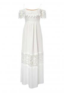 Designer-Maxikleid mit Spitze offwhite