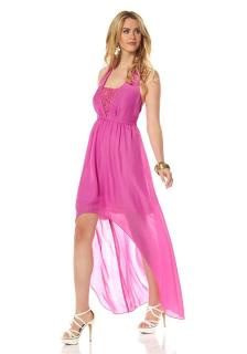 Designer-Maxikleid mit Spitze pink