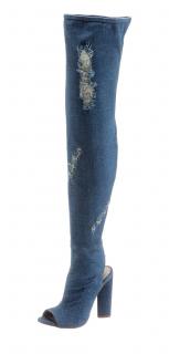 Designer-Overknee-Stiefel jeansblau