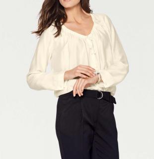 Designer-Oversized-Seidenbluse creme